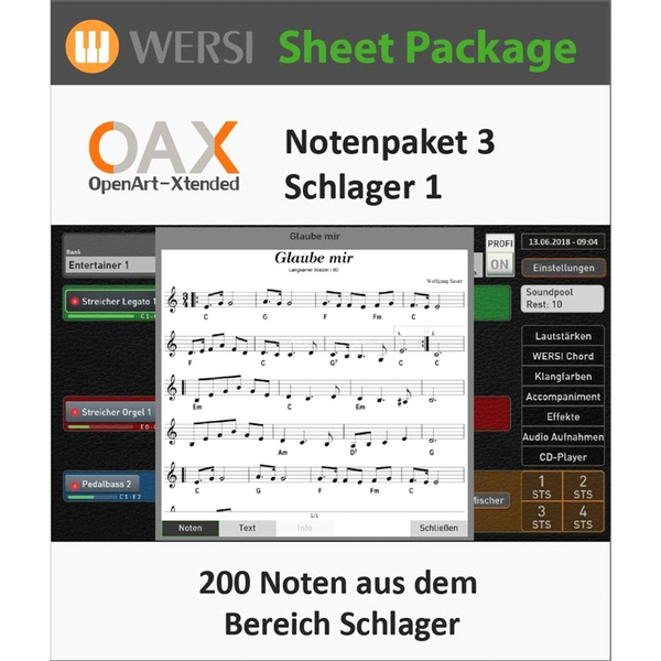 Wersi SONIC OAX Sheet Music 3 - Schlager 1